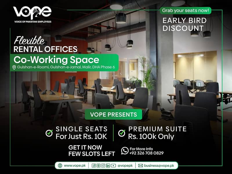 Premium Co-Working Space in Karachi - Only 10k/Month 0