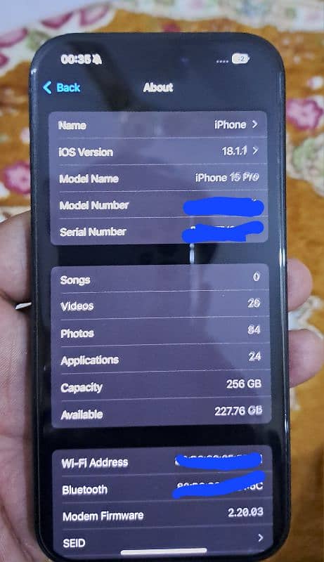 Iphone 15 Pro (Non-PTA) 256GB 98% original Health 8