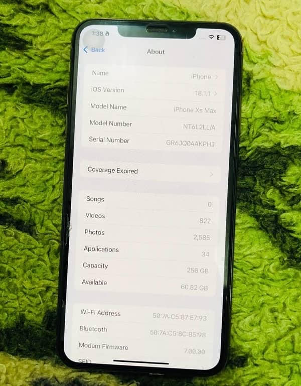 IPhone Xsmax jv 256 battery health 85 4 months sim working 2