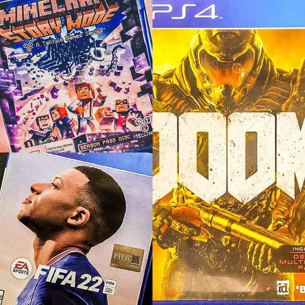 MINECRAFT, FIFA 22, and DOOM [2016] (all used) 0