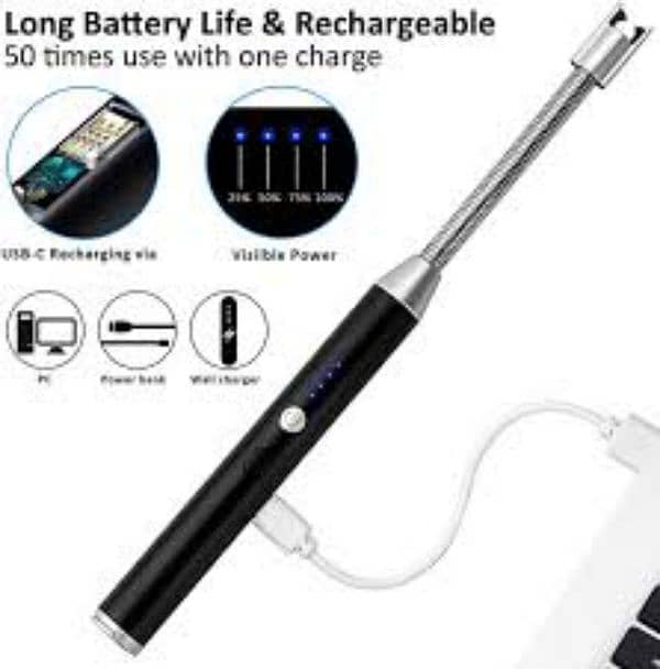 USB Rechargeable Electric Lighter- Flameless and 360° Rotatable. 2