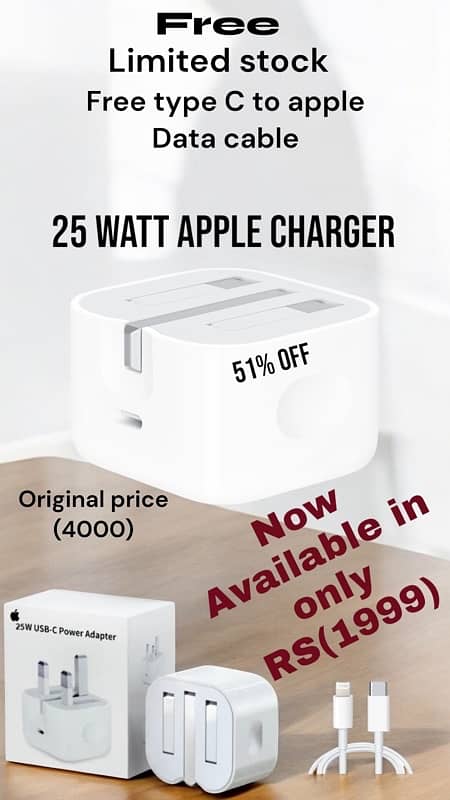 ( 51%off) original price (4000) now in (1999) 25 watt iPhone charger 3