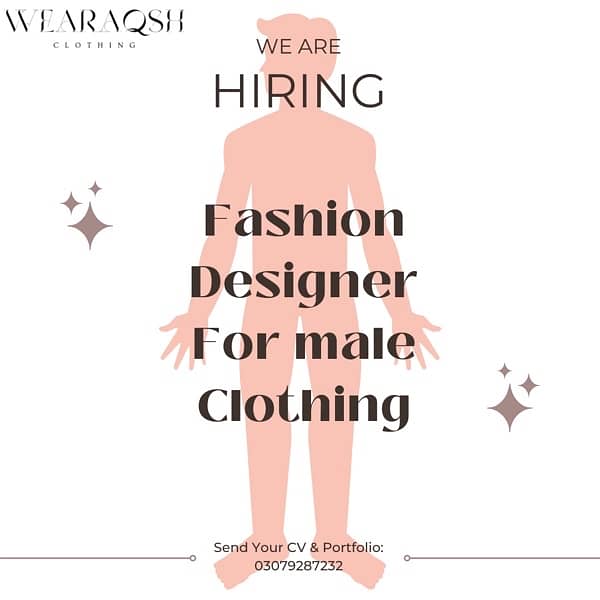 we are hiring fashion designer for male clothing 0