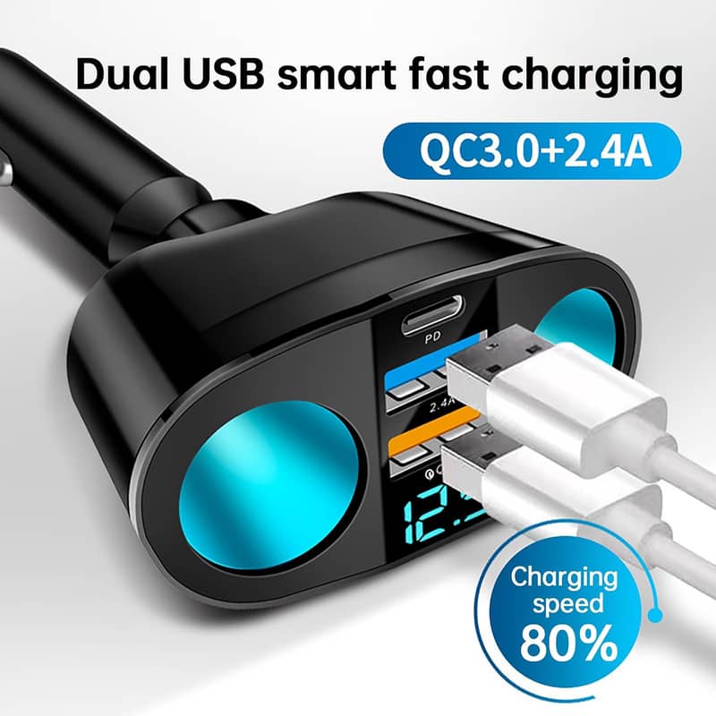 6 in1 Multi-port Car Charger PD QC 3.0 USB C Fast Charging Adapter 19