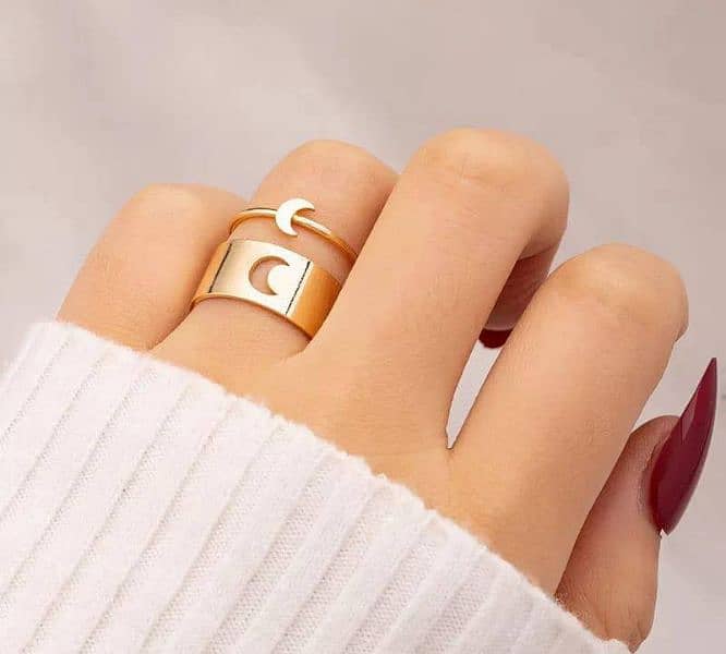 2 Pcs Trending Couple Moon Rings 1