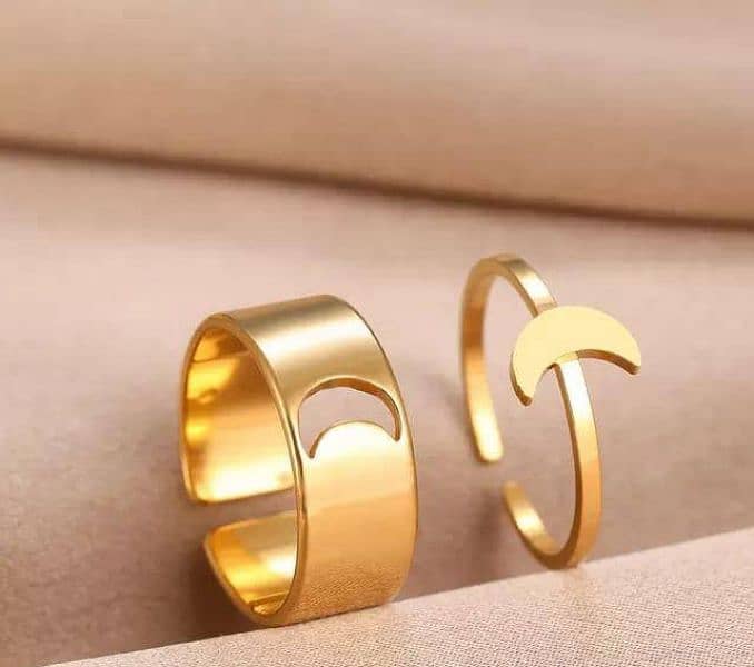 2 Pcs Trending Couple Moon Rings 3