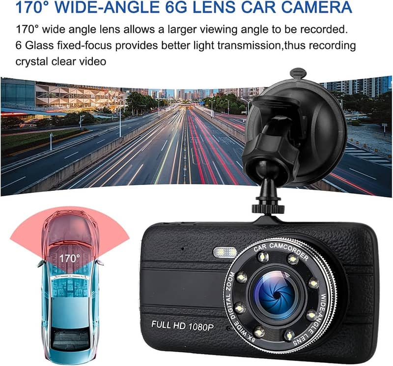 Dash Cam Front+Rear 8 LED Night Vision Car Camera advanced Sony sensor 6