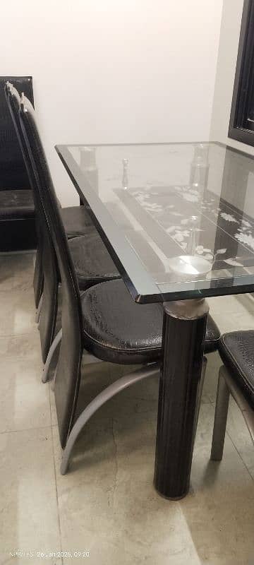 Dining table top 12mm glass with 6 chairs 4