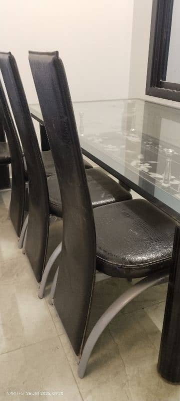 Dining table top 12mm glass with 6 chairs 5