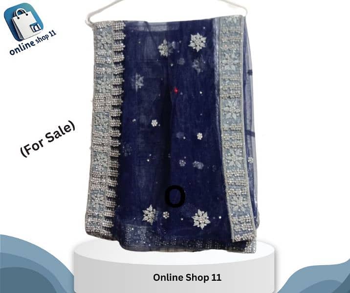 Bridal Maxi with Navy Blue Dupatta & Matching Clutch 3