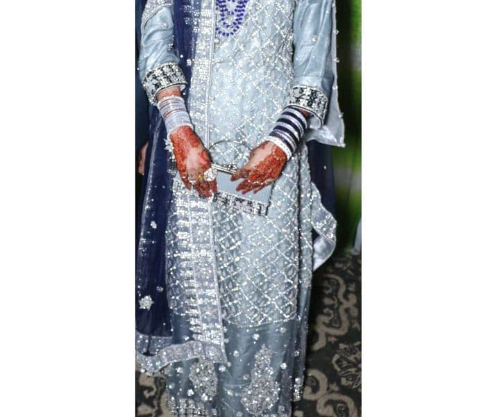 Bridal Maxi with Navy Blue Dupatta & Matching Clutch 4