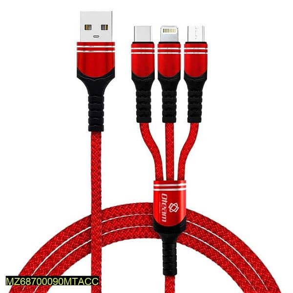 3 in 1 mobile charging cable (type C, type B & iphone cable in one) 0