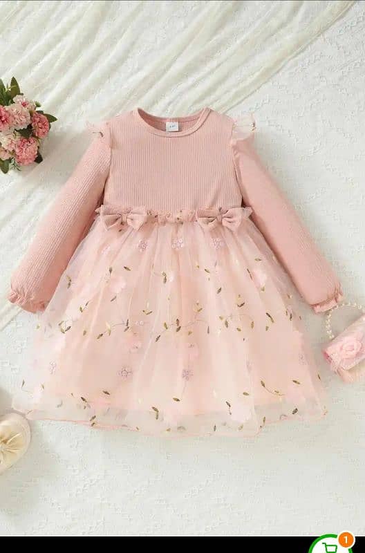 Girls Floral Pattern Long Sleeve Princess Tutu Dress 0