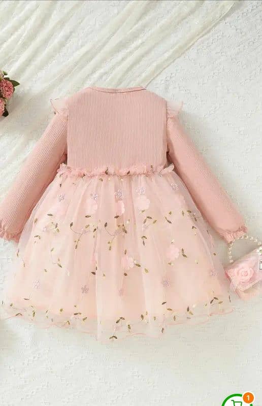 Girls Floral Pattern Long Sleeve Princess Tutu Dress 1