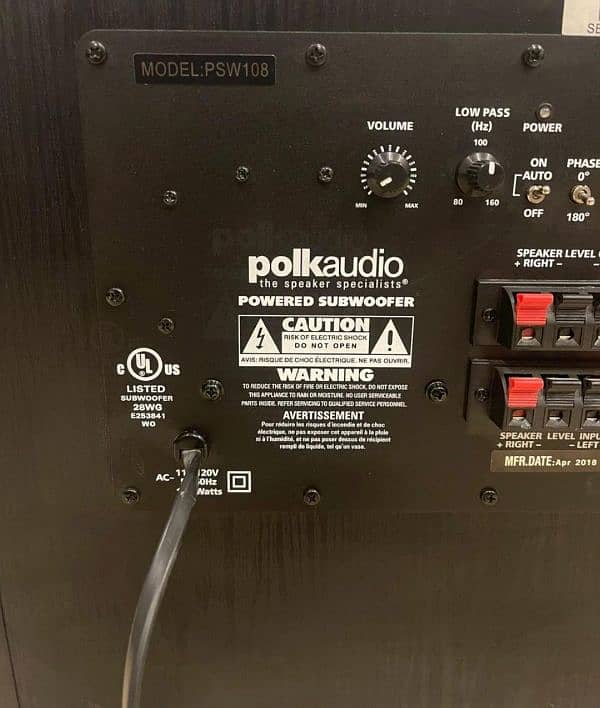 POLK AUDIO PSW 108 LIKE JBL BOSE KLIPSCH SVS 2