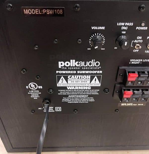 POLK AUDIO PSW 108 LIKE JBL BOSE KLIPSCH SVS 4