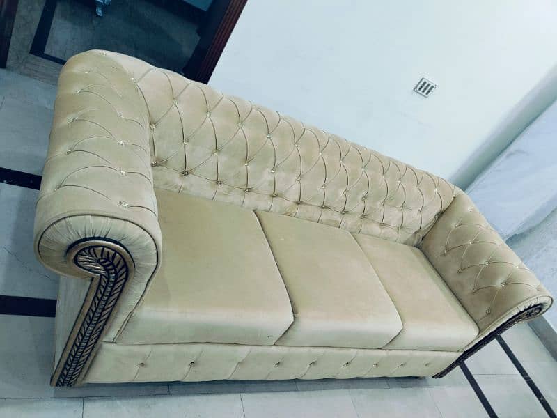 9 seater Sofa in Velvet Golden Color 5