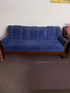 Stylish blue rexine sofa - Great condition !