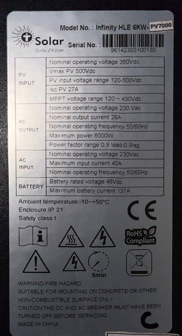 Tesla Infinity HLE 6-KW, PV-7000 | Good Condition, Like Brand New 2