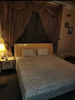 king size bed , 2 side tables, 1 dresser, led rack (unit) 03184871233