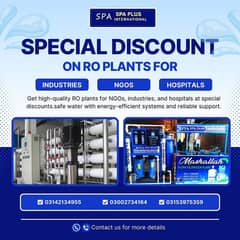 Special Discount on RO Plants for NGOs, Industries, and Hospitals!