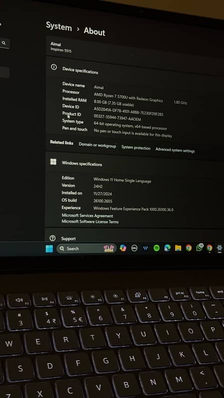 Dell inspiron 15 5515 AMD ryzen 7 super slim 0