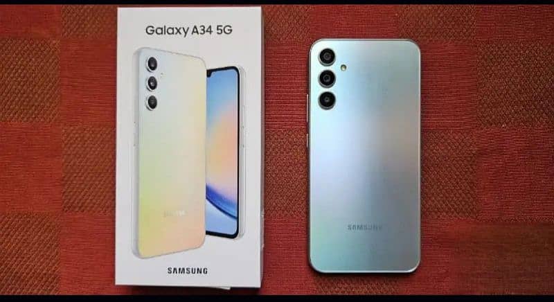 samsung A34 5g with box condition bilkul saaf hy 0