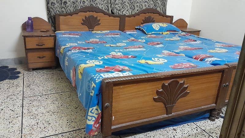 Bed double and single two complete, Huge Cot with mattresses. 2