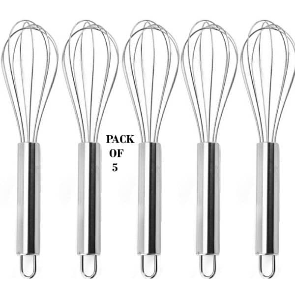 Pack Of 5 Stainless Steel Whisk Non-Stick Flexible Beater Easy To Hand 1