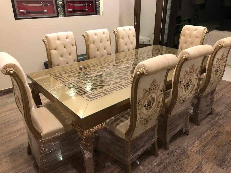 Dining Set with 8 Chairs Versace White 0