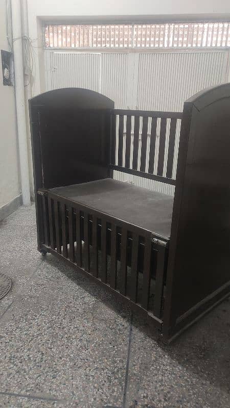 Baby Cot | wooden cort with wheels | urgent sell 7