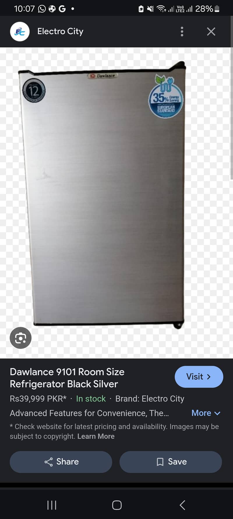 Single door Dawlance refrigerator 1