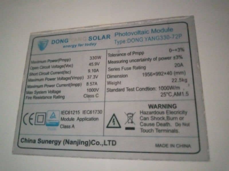 4 dong tang Solar plates 330w 2