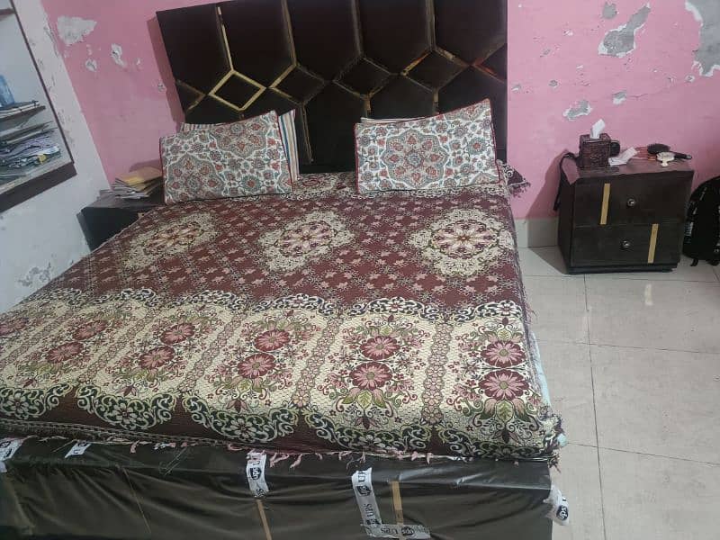 king size bed with side tables 8inch new mattress only 3