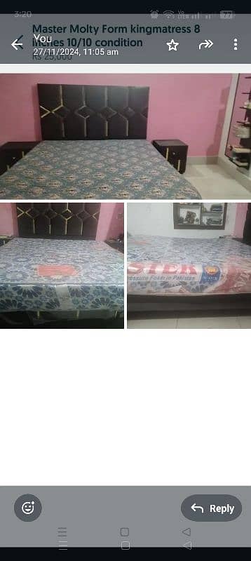 king size bed with side tables 8inch new mattress only 4