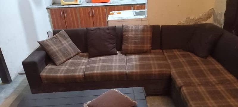 L shape Brown sofa in mint condition 1