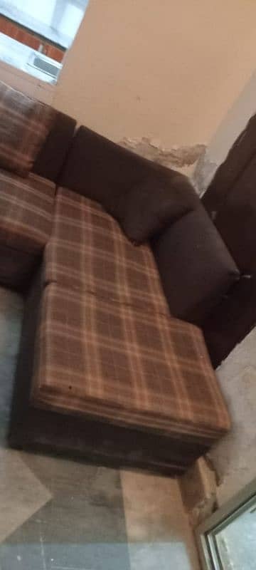 L shape Brown sofa in mint condition 2