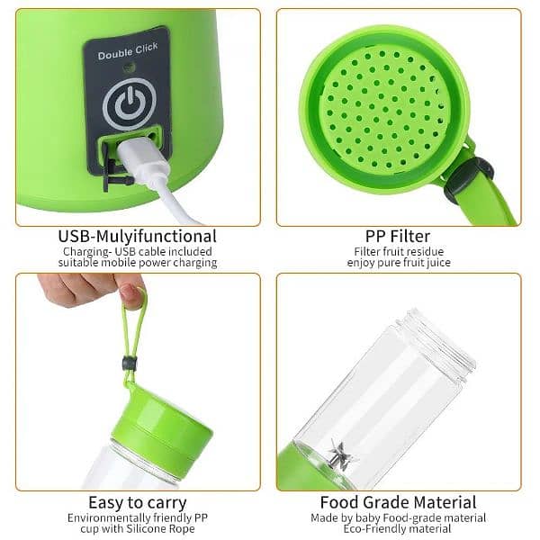 Juicer Blender 6 Blades USB Portable 380ml 3