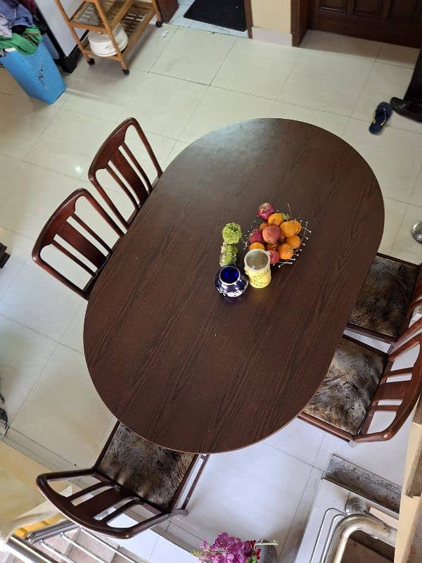 Ovel shape Dining table set with 5 chairs 0