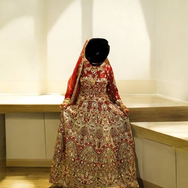 Maroon and Gold Bridal Lehenga 0