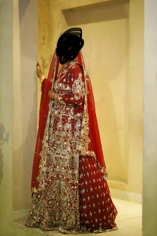 Maroon and Gold Bridal Lehenga 1