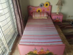 Girl's Designer bed with side table and Lamp