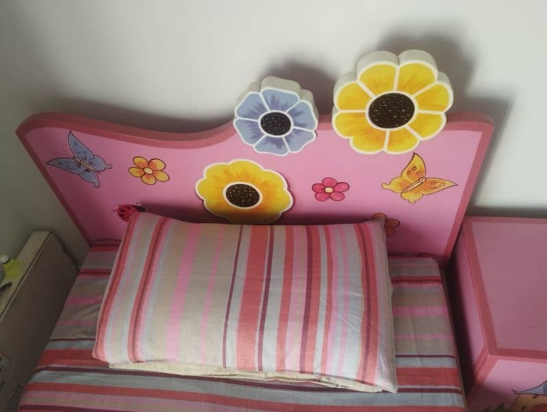 Girl's Designer bed with side table and Lamp 1