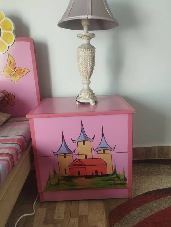 Girl's Designer bed with side table and Lamp 2