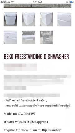 beko dish washer