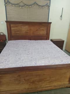 chinioti solid wood bed with 2 side tables.