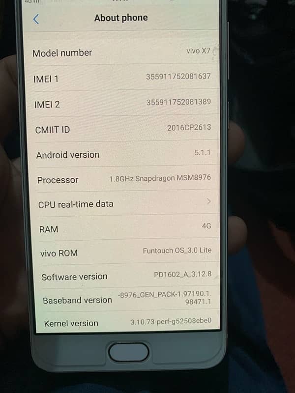 VIVO X7 10/10 condition Dual Sim PTA Approved 4/64 Gb 0