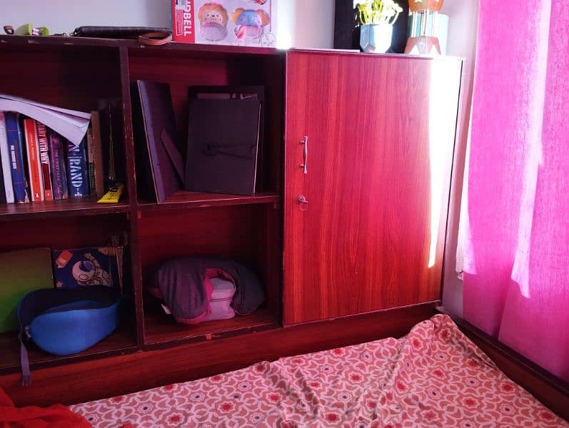 Single bed with mattress, shelves and side table 2