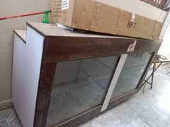 wood and glass counter