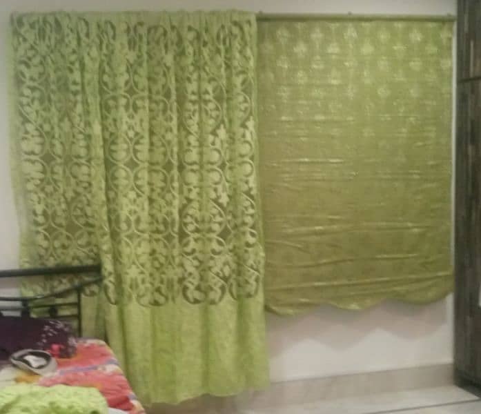 Green blind type curtain with net curtain 0